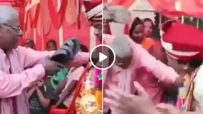 Sasur Damad, Sasur Damad News, Sasur Damad Viral Video, father in law beating son in law, man beat groom, man beat groom with slippers, viral news, viral video, groom beating, groom beating video viral, groom beating dowry