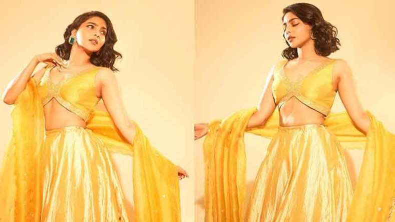 Aishwarya Lakshmi's Adorable Pictures In Yellow Lehenga Will Win Your Heart, See Here